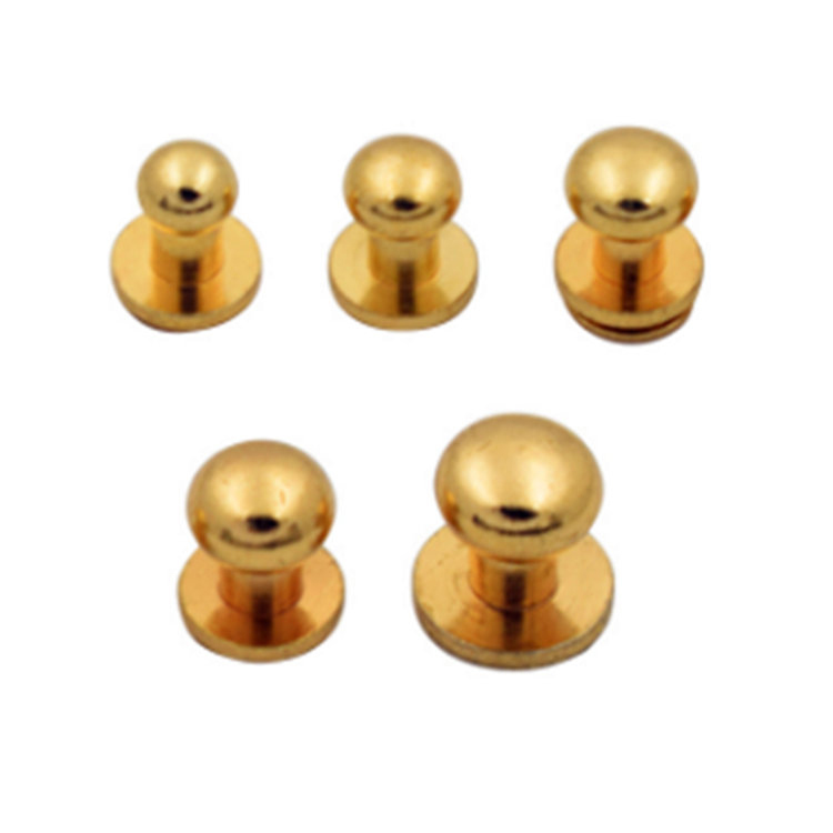 Installing head brass screwback button studs for leather bag
