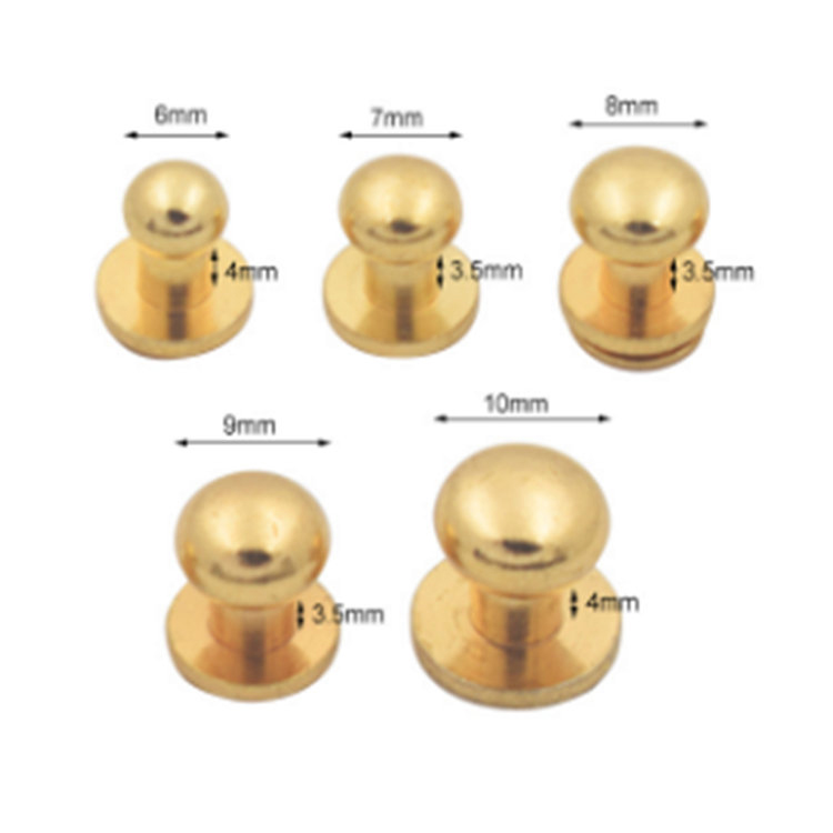 Installing head brass screwback button studs for leather bag