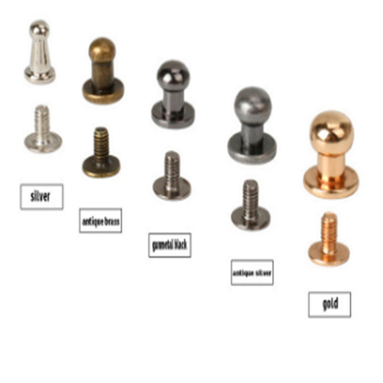 Solid metal ball head screwback button studs for leather bag