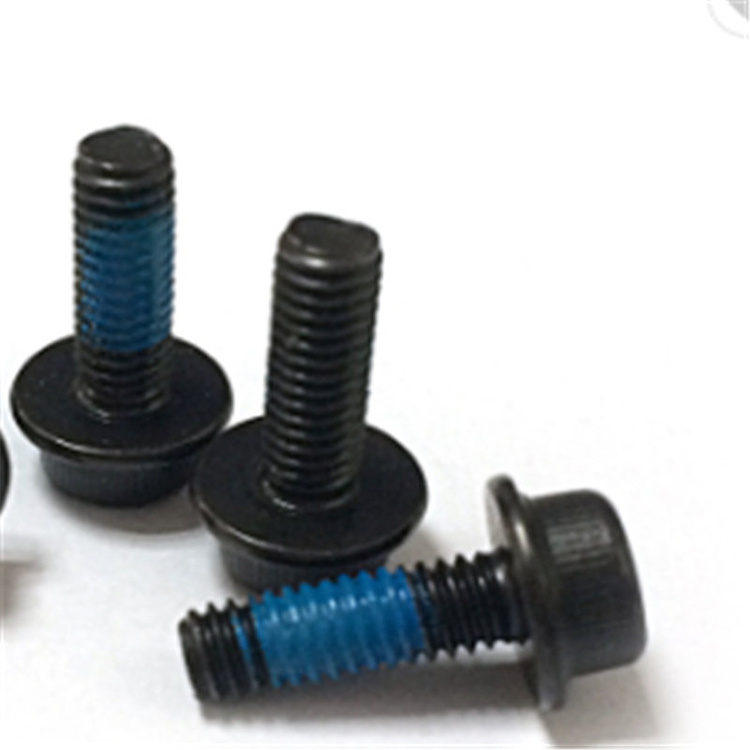 Black carbon steel cup washer head hex socket screw with nylon patch 