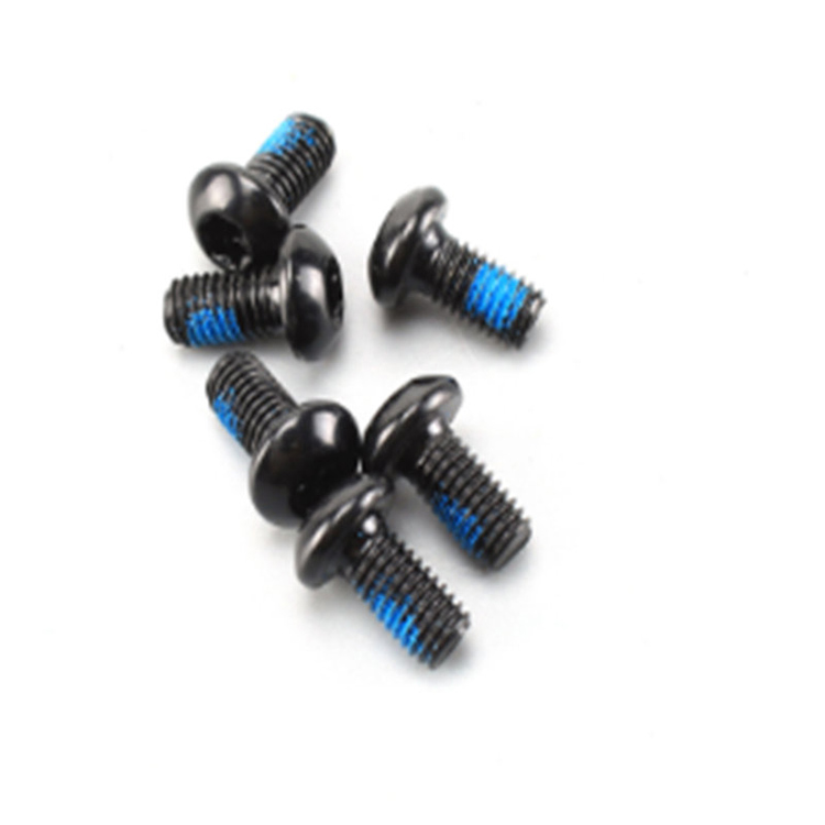 Black carbon steel round head cross micro screw with nylon patch