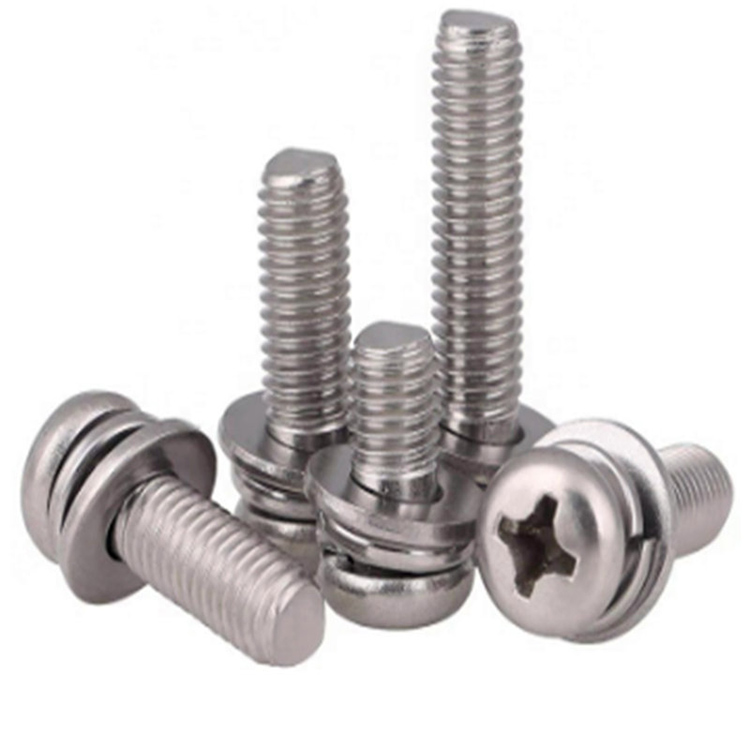 Customized cross pan round head combination screw with washer