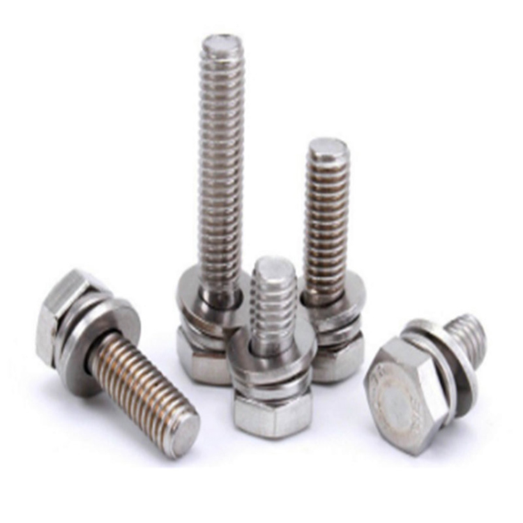 Hex head no slotted tri combination screws with washer and nut
