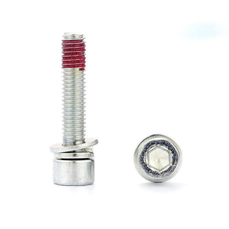 Hex socket cup head triple set screw with nylon patch