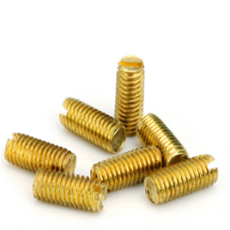DIN 551 brass small slotted set screw with flat point
