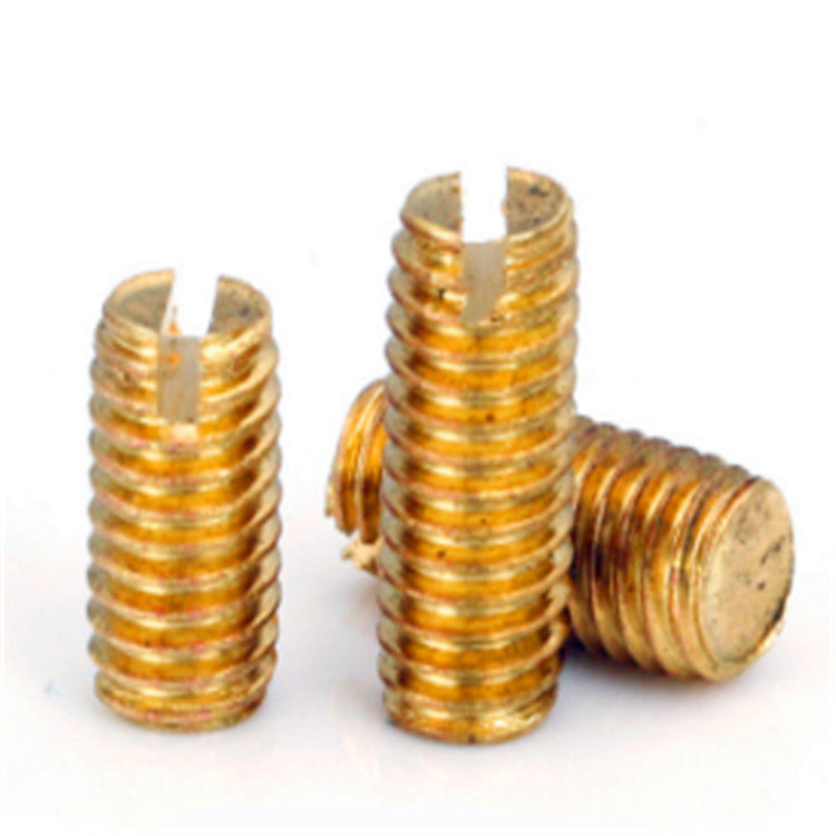 DIN 551 brass small slotted set screw with flat point