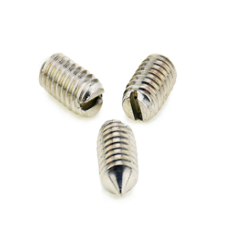 DIN553 M4 stainless steel slotted set screw with cone point 