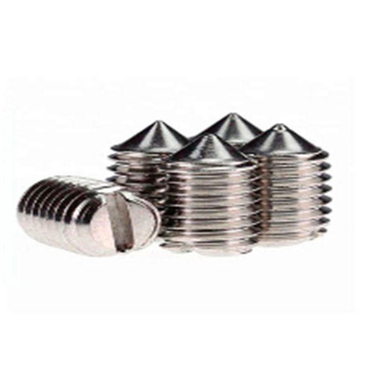 DIN553 stainless steel slotted grub set screw with cone point