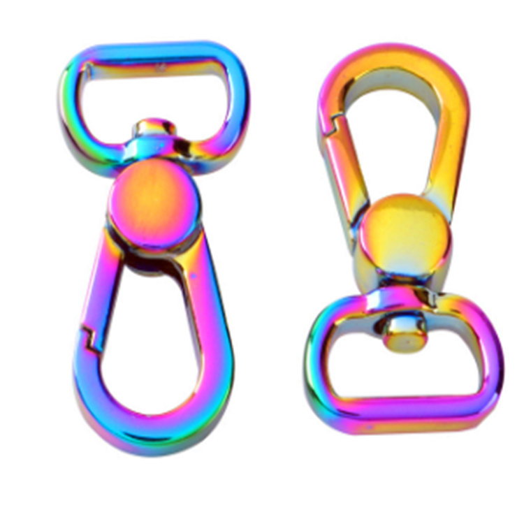 Rainbow iridesent zinc alloy swivel snap hook buckle for luggage