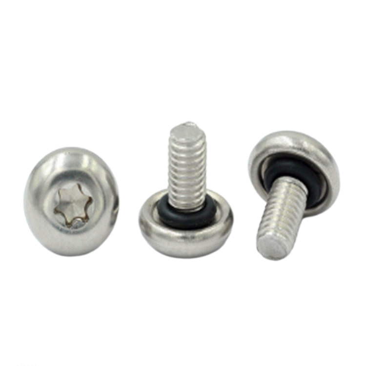Stainless steel m3 six lobe pan head sealing screw with o ring