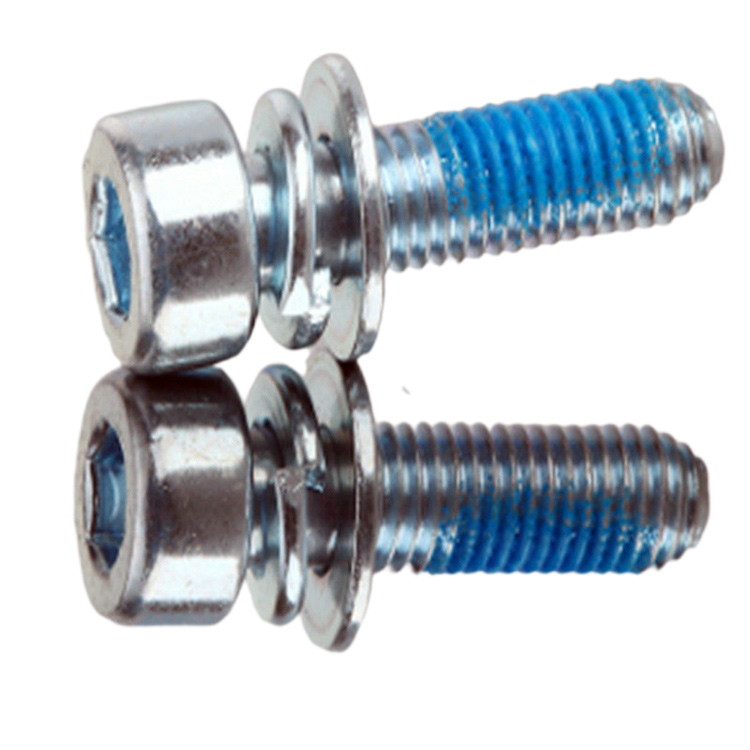 Stainless steel socket cup head thread locked combination screw 