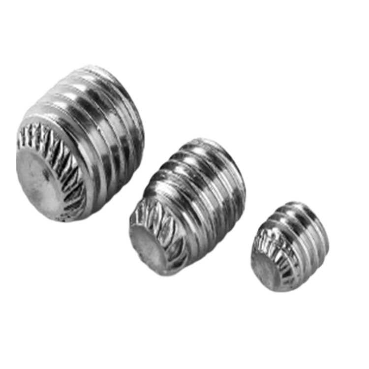 DIN 916K stainless steel knurled socket set screw with cup point