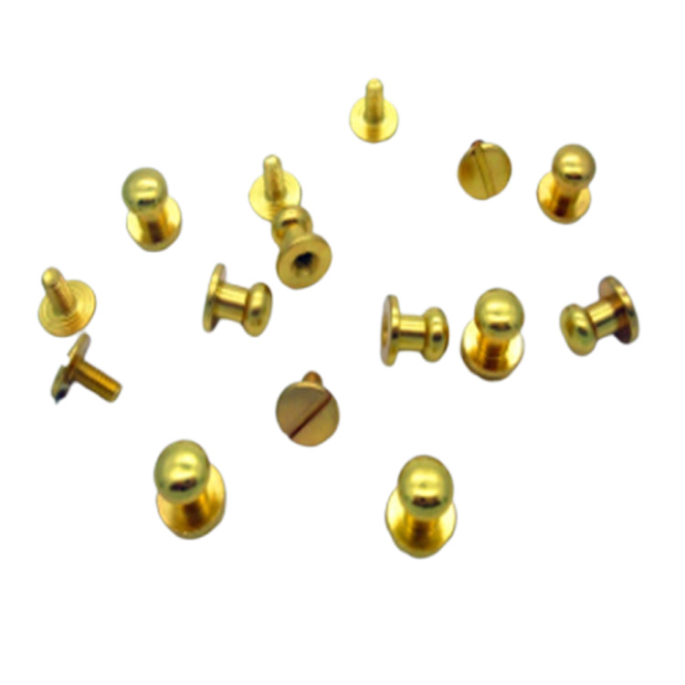 6mm round head gold solid brass leather button screwback stud