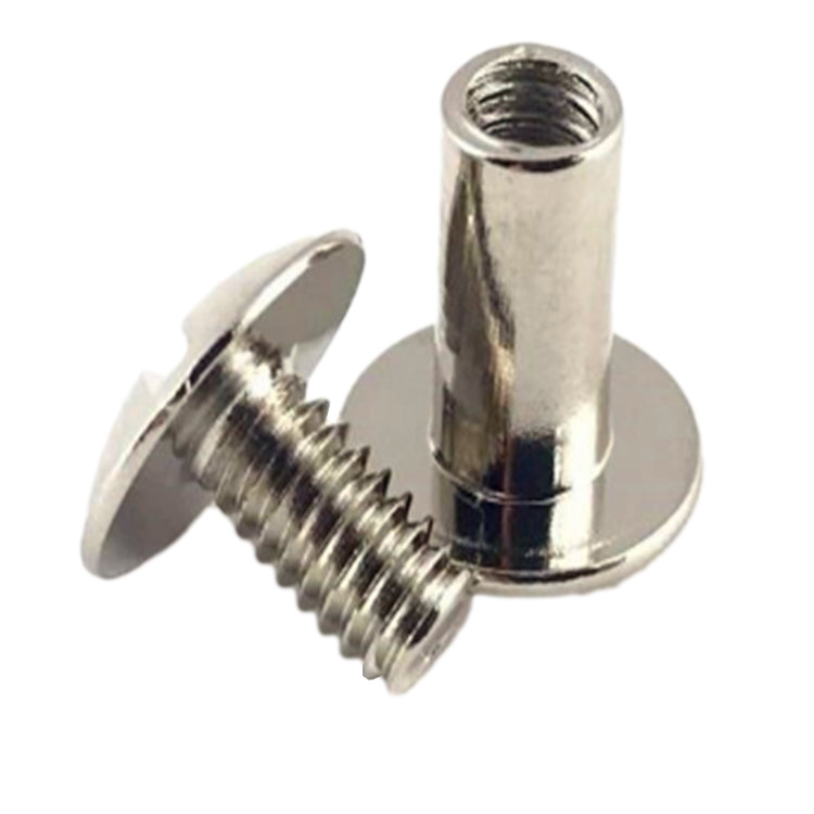 Stainless steel flat pan head 2mm binding post screw for book