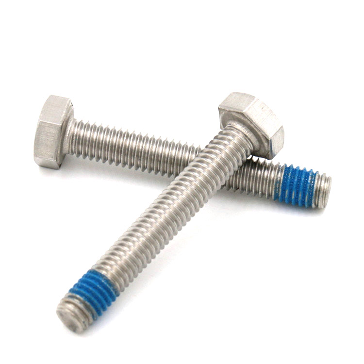 M8 Indented hexagon head bolt with Blue Nylon patch