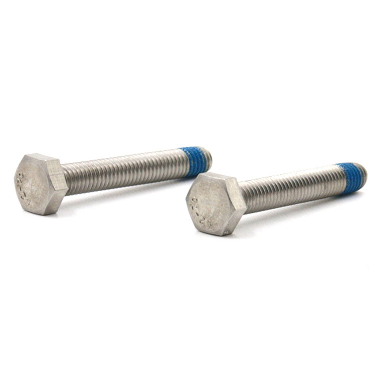 M8 Indented hexagon head bolt with Blue Nylon patch