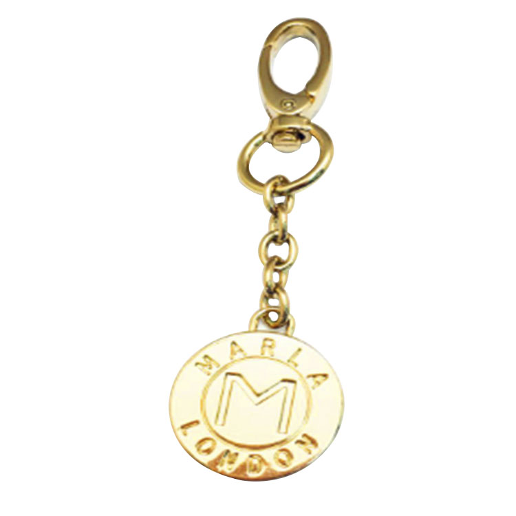 New design golden color metal handbag logo plate bag logo chain
