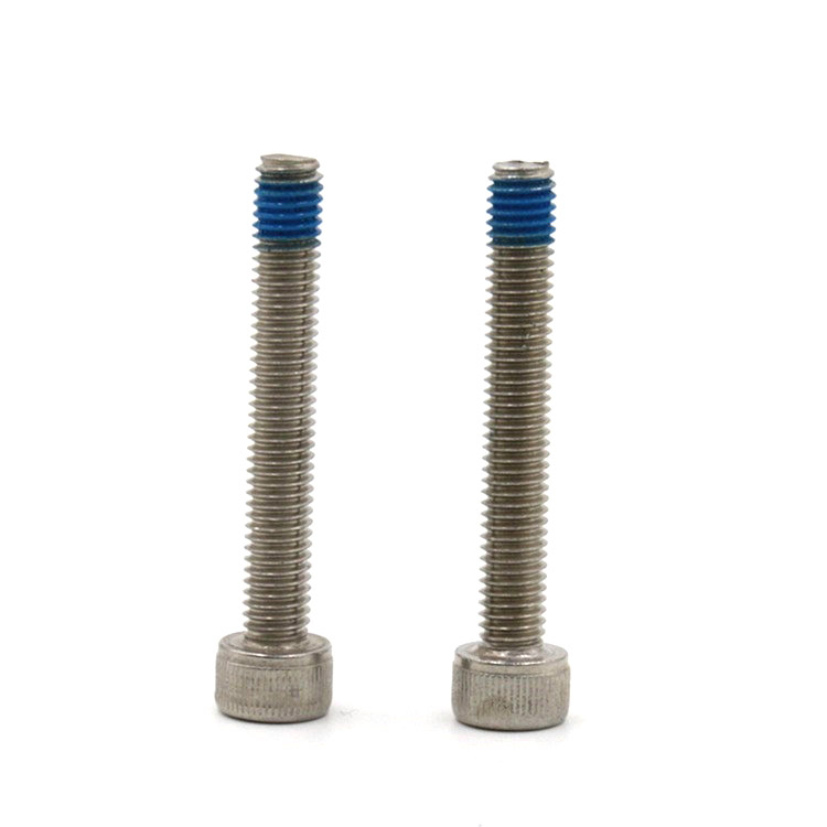 Stainless steel hexagon socket cup head screw with blue nylon patch