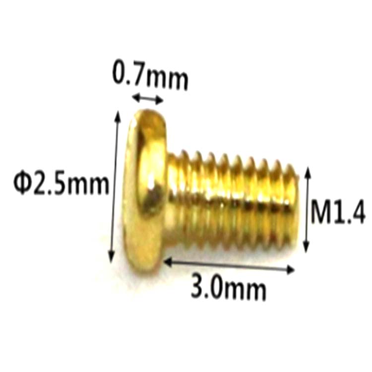 Hot sale M1.4 brass pan head slotted mini small micro screw for glass