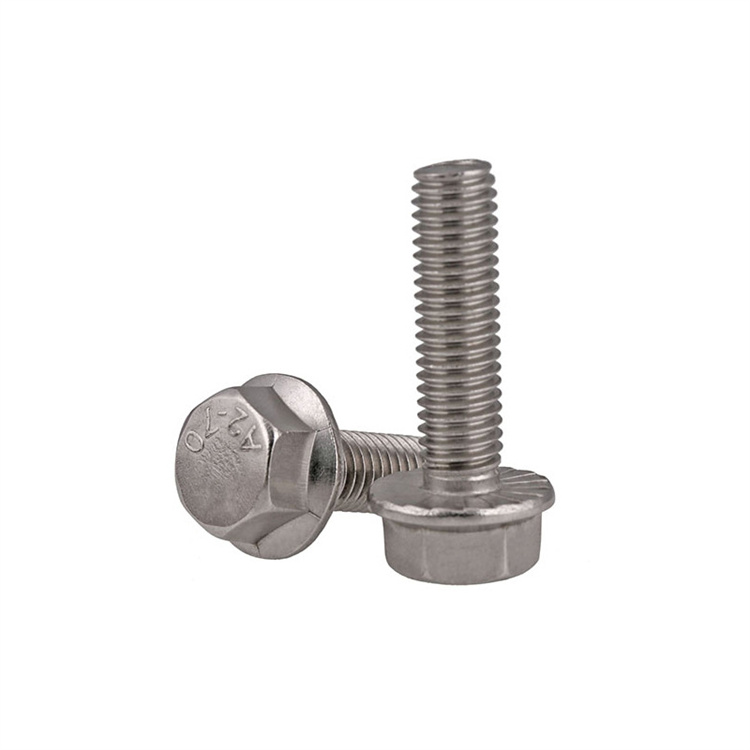 Stainless steel m2 flange head screw with anti-skid teeth 