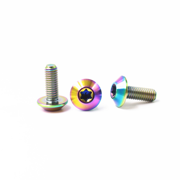 M6 rainbow color truss head titanium machine thread bike screw