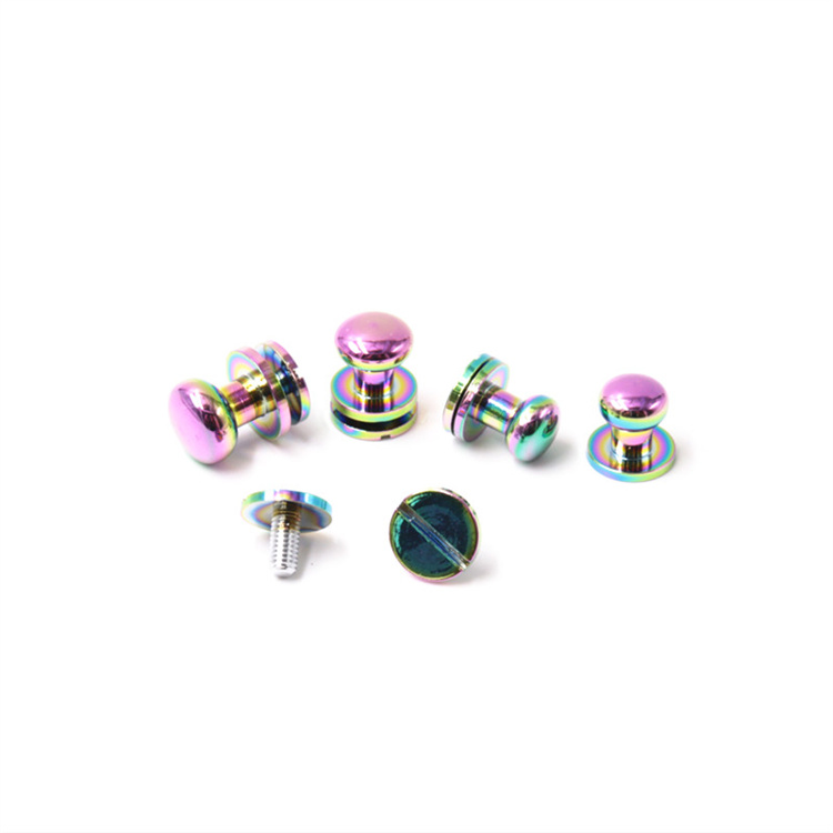 Rainbow color brass 8mm sam browne studs for leather belt