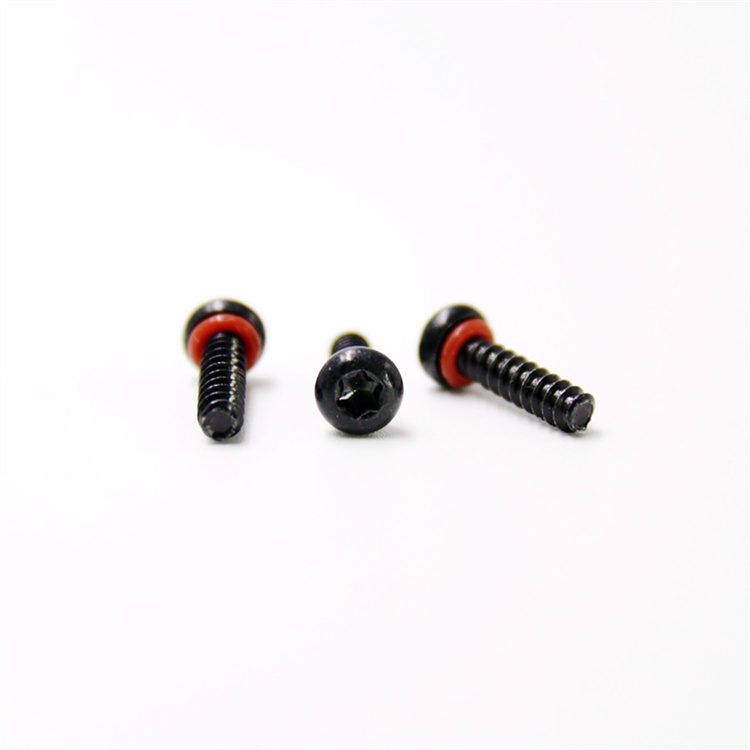 Black oxide m5 round head self tapping thread o ring screw