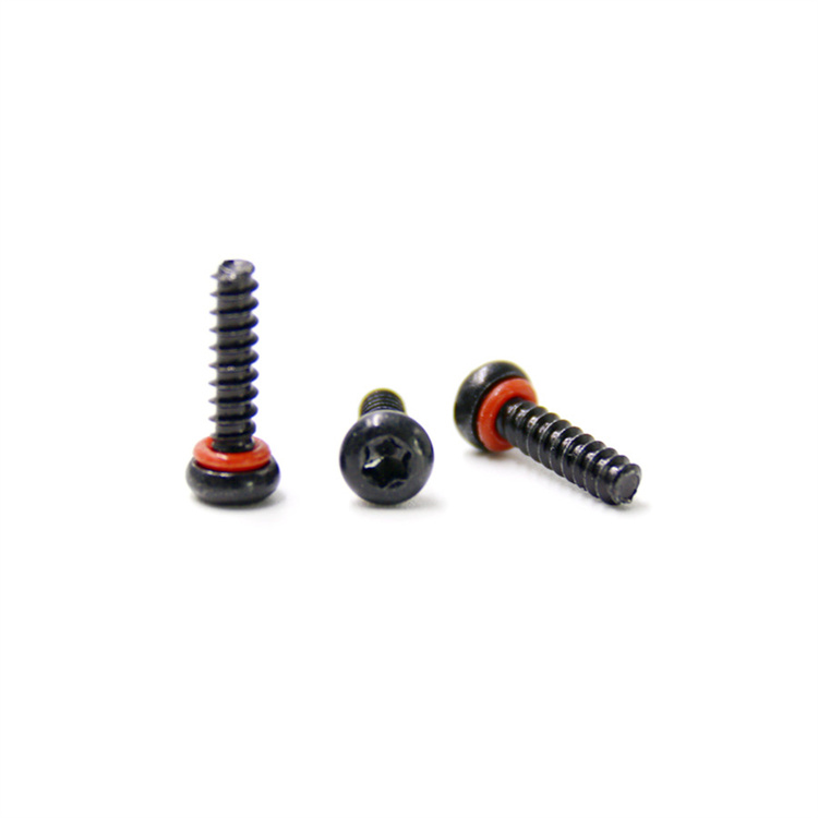 Black oxide m5 round head self tapping thread o ring screw
