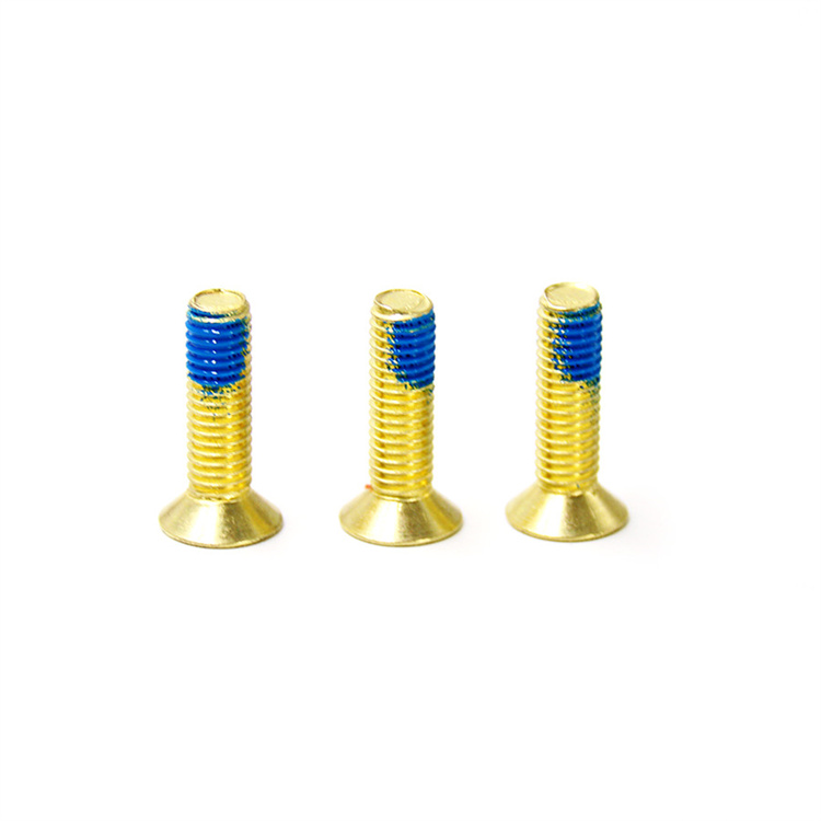 Golden plated carbon steel countersunk head anti loosening screw 